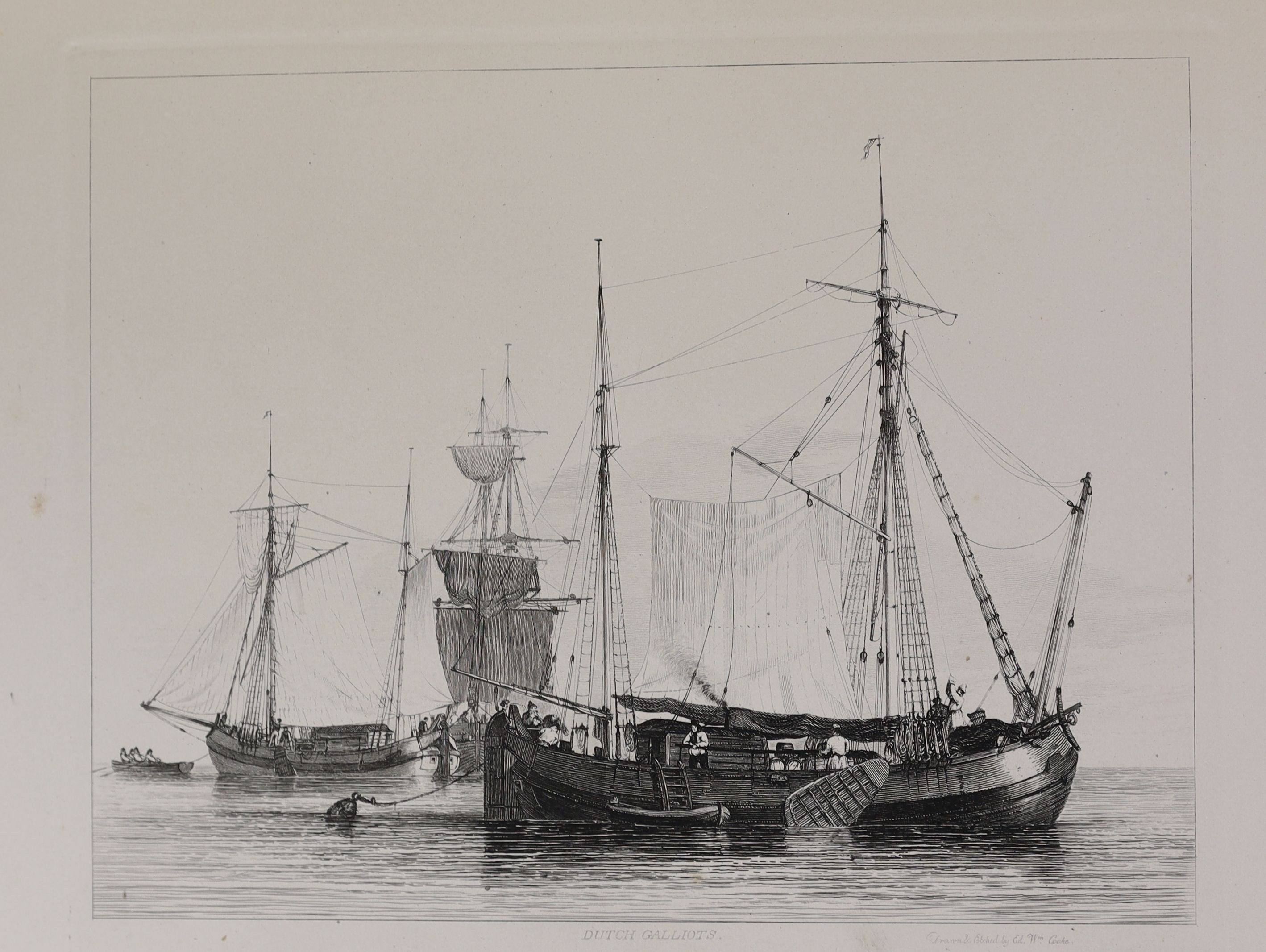 Cooke, Edward William - Sixty Five Plates of Shipping and Craft, 4to, original cloth, with 65 titled, engraved plates, London, 1829, and Stanfield, Clarkson - Stanfield’s Coast Scenery. A Series of Views in the British C